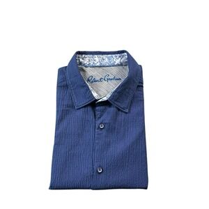 Robert Graham Blue Seersucker Men's Flip S/S Button Front Size 2XL